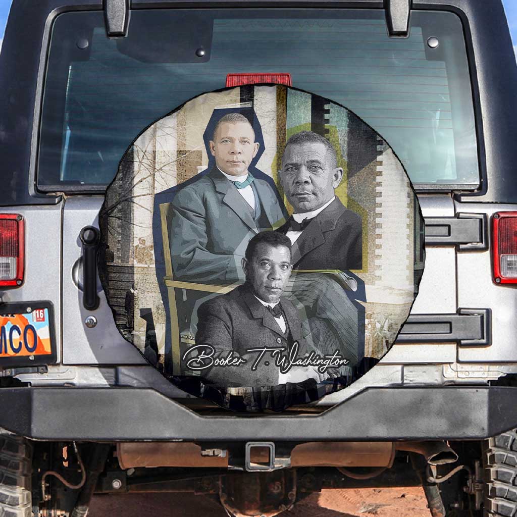Booker T. Washington Spare Tire Cover Historic Portrait Collage Civil Rights Legacy Educational Pioneer Design - Wonder Print Shop