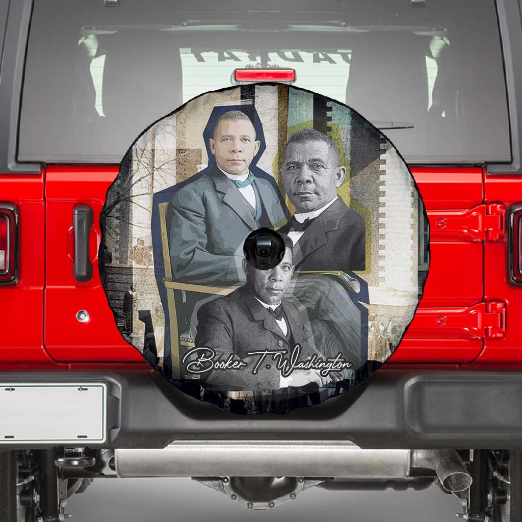 Booker T. Washington Spare Tire Cover Historic Portrait Collage Civil Rights Legacy Educational Pioneer Design - Wonder Print Shop