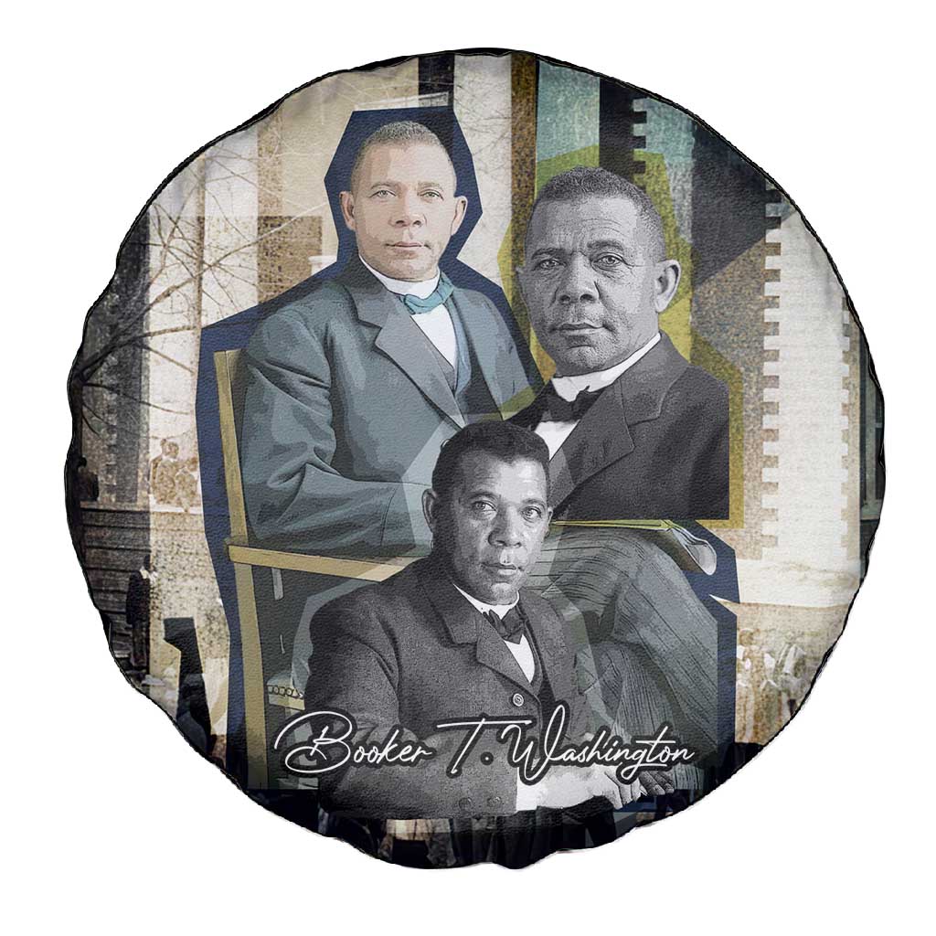 Booker T. Washington Spare Tire Cover Historic Portrait Collage Civil Rights Legacy Educational Pioneer Design - Wonder Print Shop