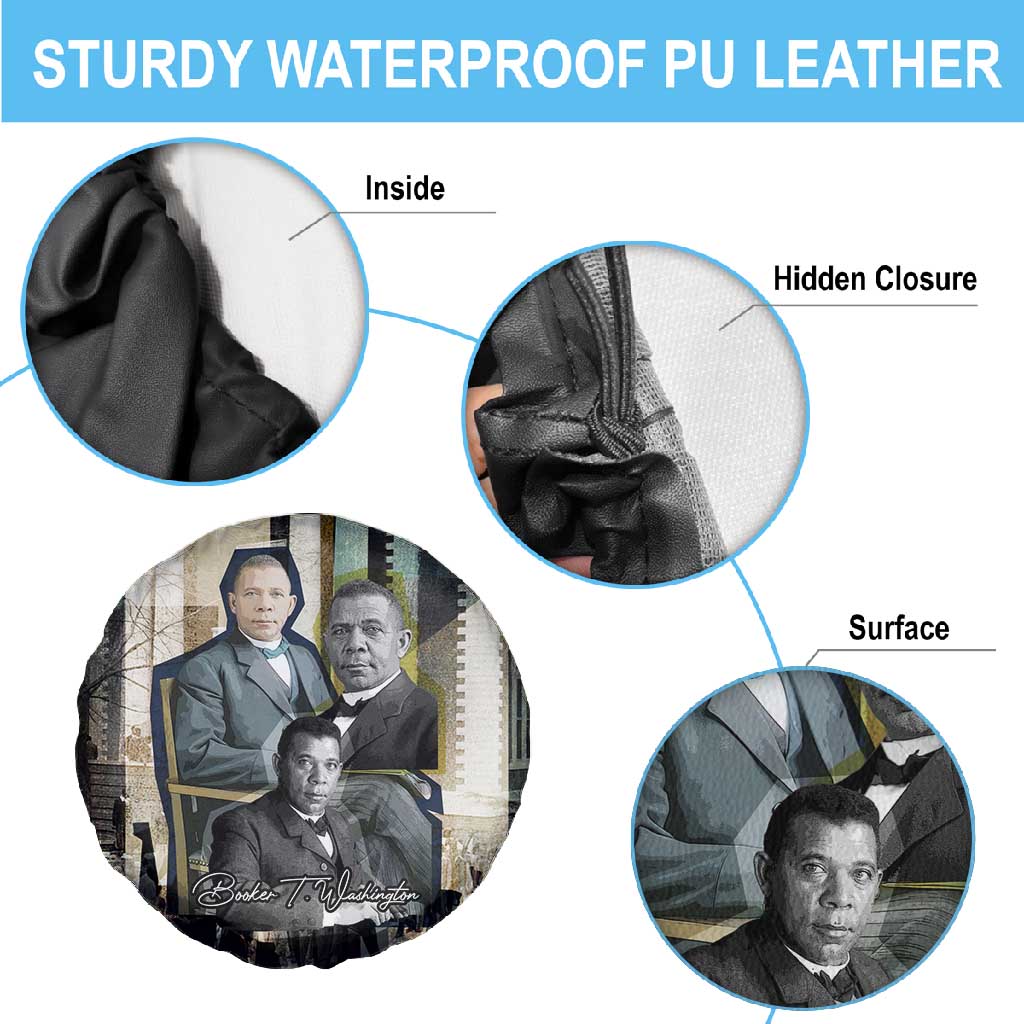 Booker T. Washington Spare Tire Cover Historic Portrait Collage Civil Rights Legacy Educational Pioneer Design - Wonder Print Shop