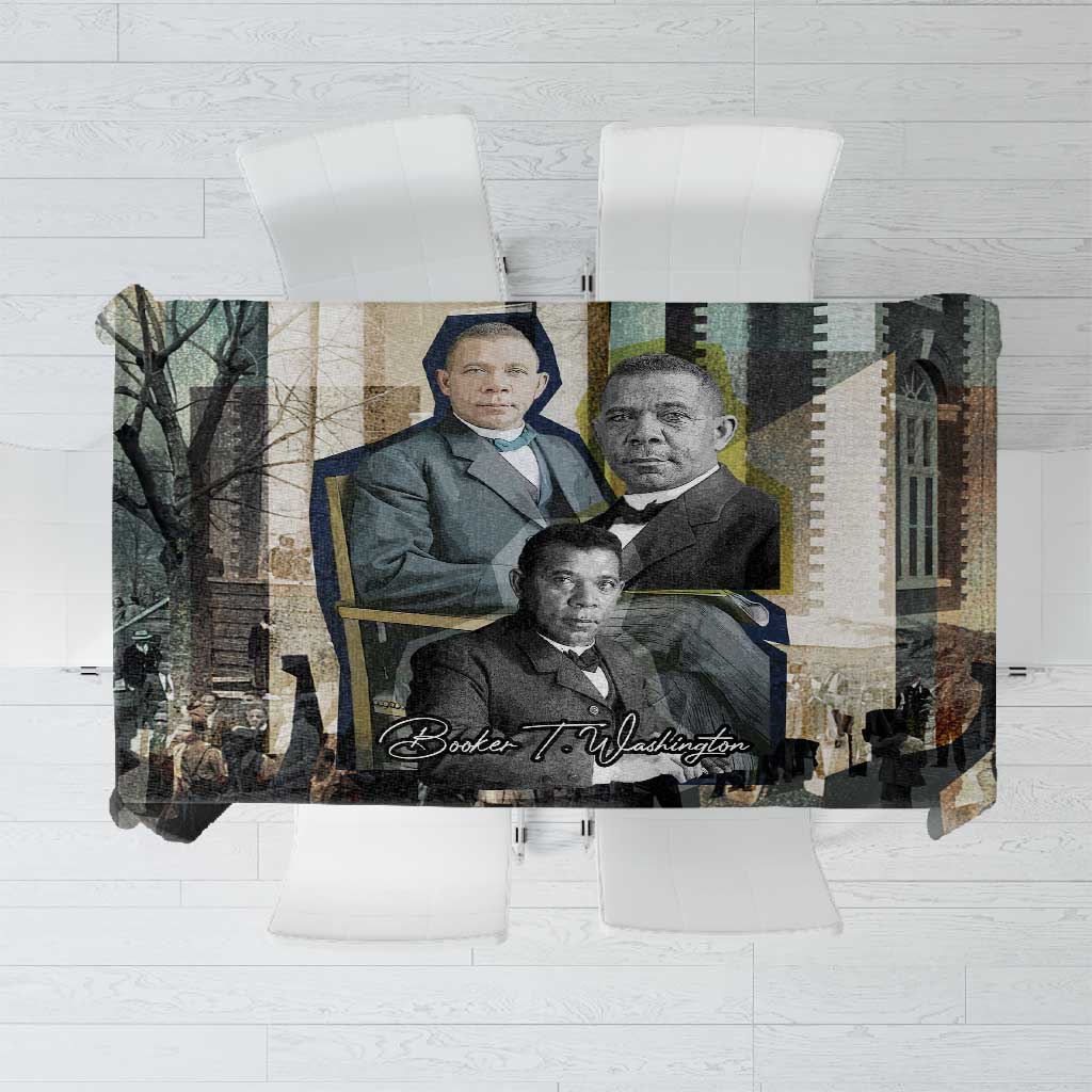 Booker T. Washington Tablecloth Historic Portrait Collage Civil Rights Legacy Educational Pioneer Design - Wonder Print Shop