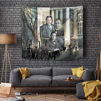 Booker T. Washington Tapestry Historic Portrait Collage Civil Rights Legacy Educational Pioneer Design - Wonder Print Shop