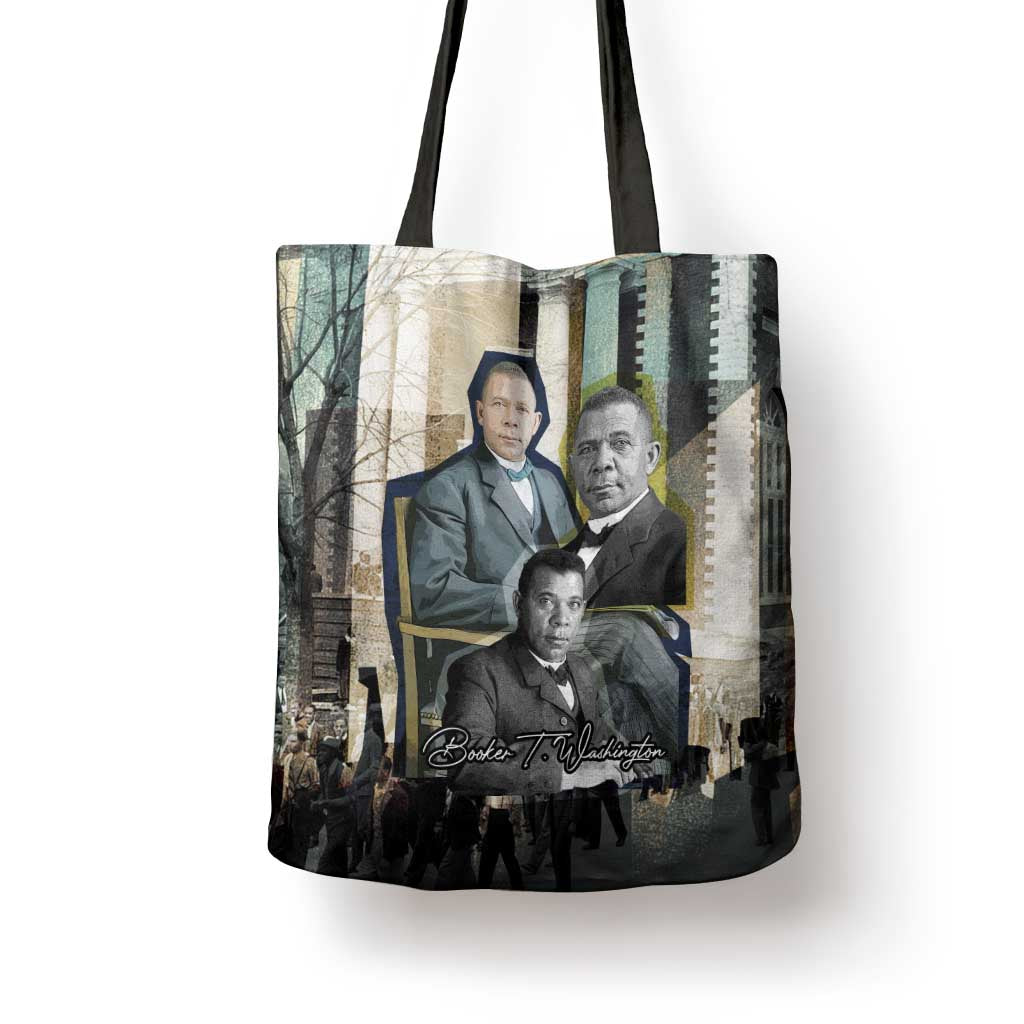 Booker T. Washington Tote Bag Historic Portrait Collage Civil Rights Legacy Educational Pioneer Design - Wonder Print Shop