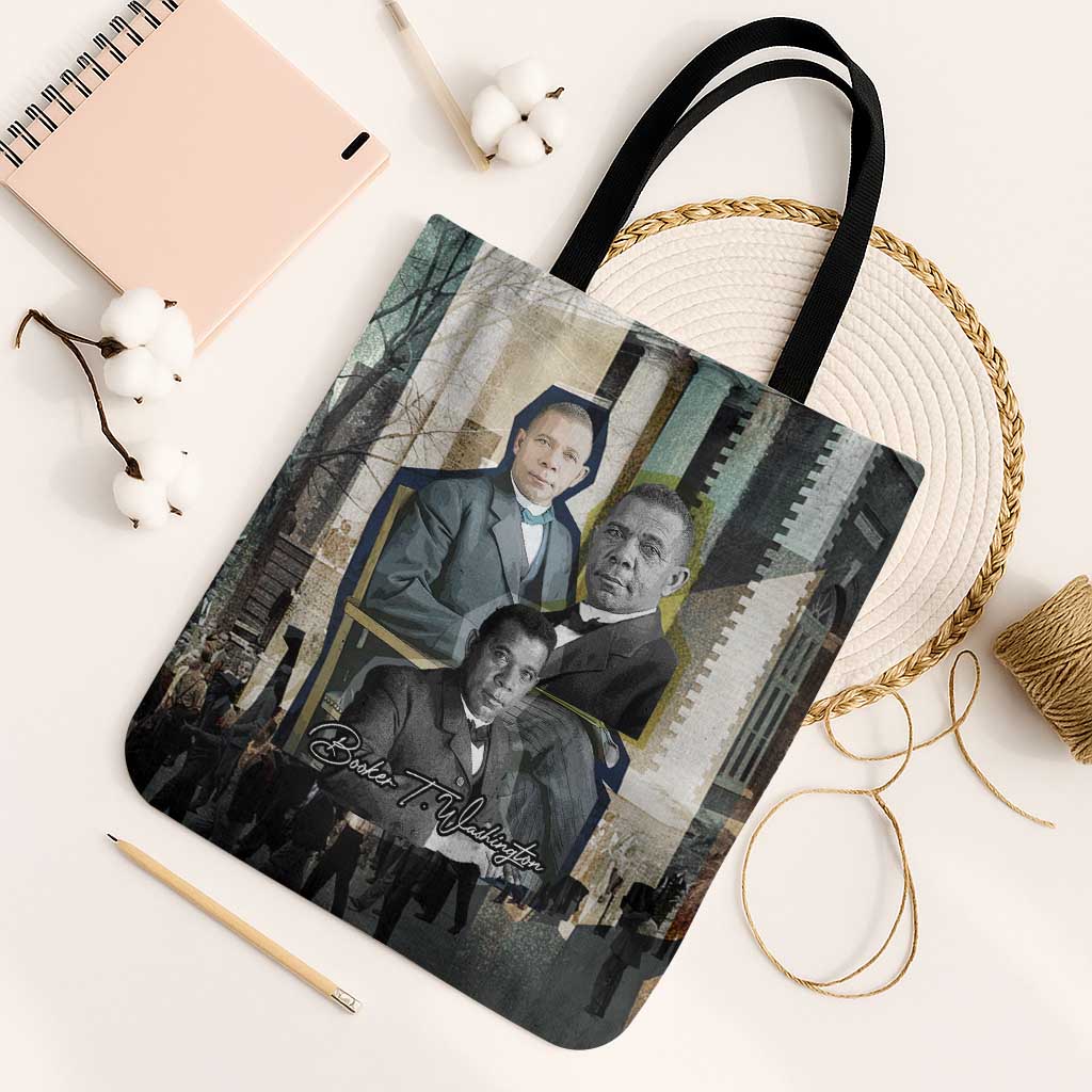Booker T. Washington Tote Bag Historic Portrait Collage Civil Rights Legacy Educational Pioneer Design - Wonder Print Shop