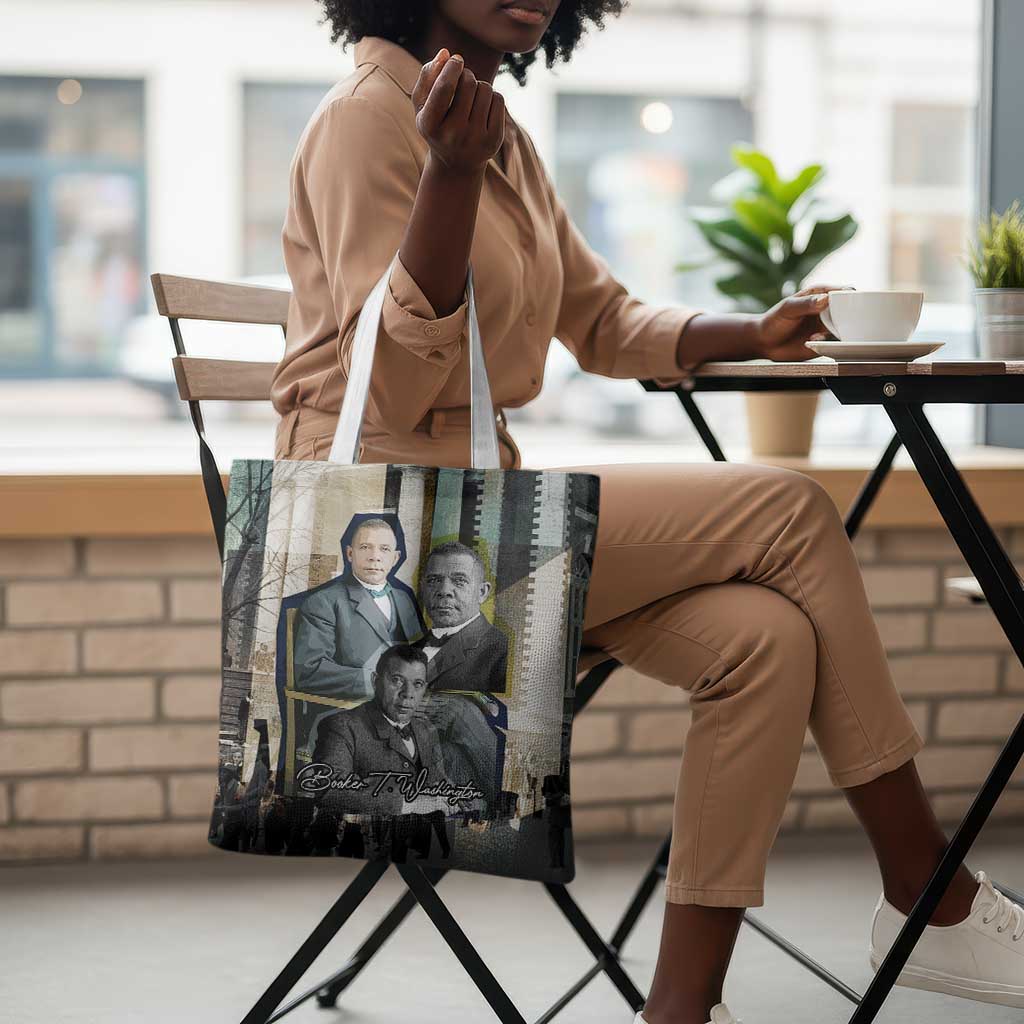 Booker T. Washington Tote Bag Historic Portrait Collage Civil Rights Legacy Educational Pioneer Design - Wonder Print Shop