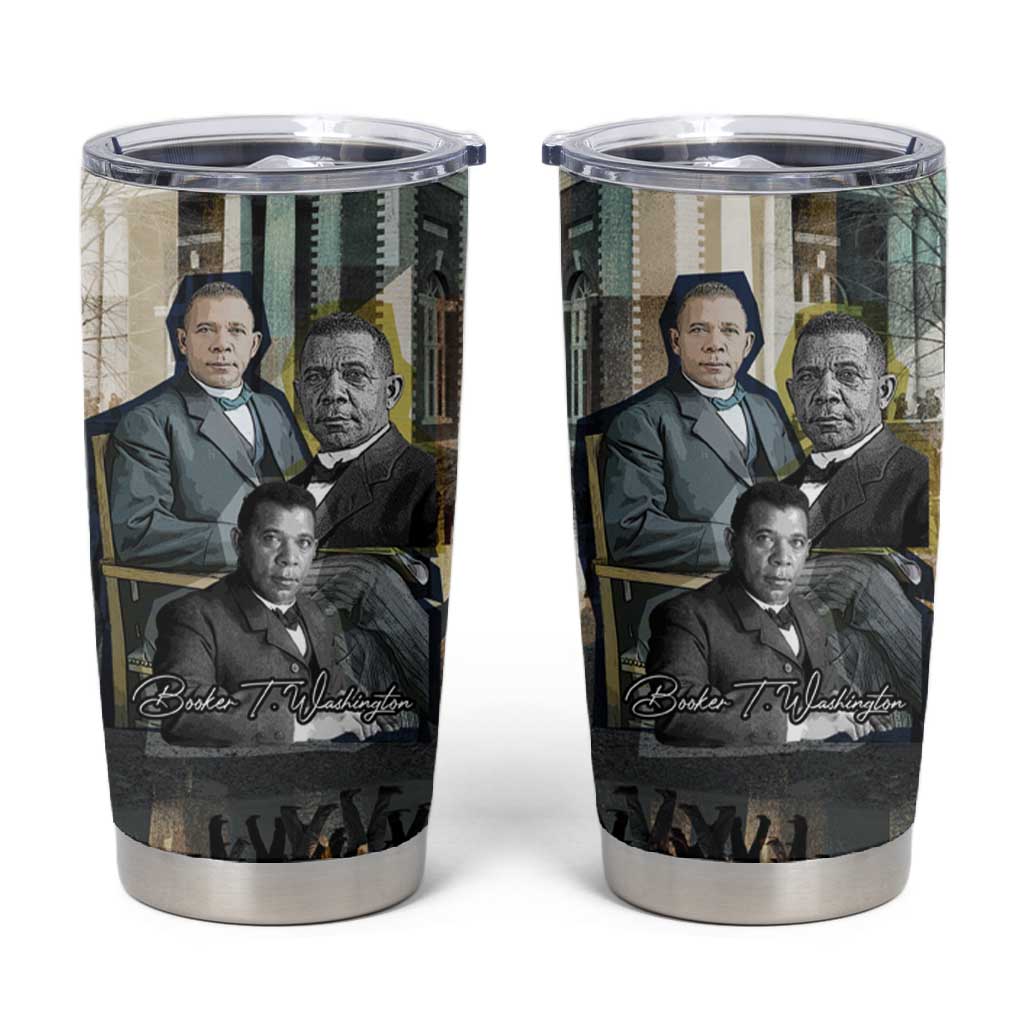 Booker T. Washington Tumbler Cup Historic Portrait Collage Civil Rights Legacy Educational Pioneer Design - Wonder Print Shop