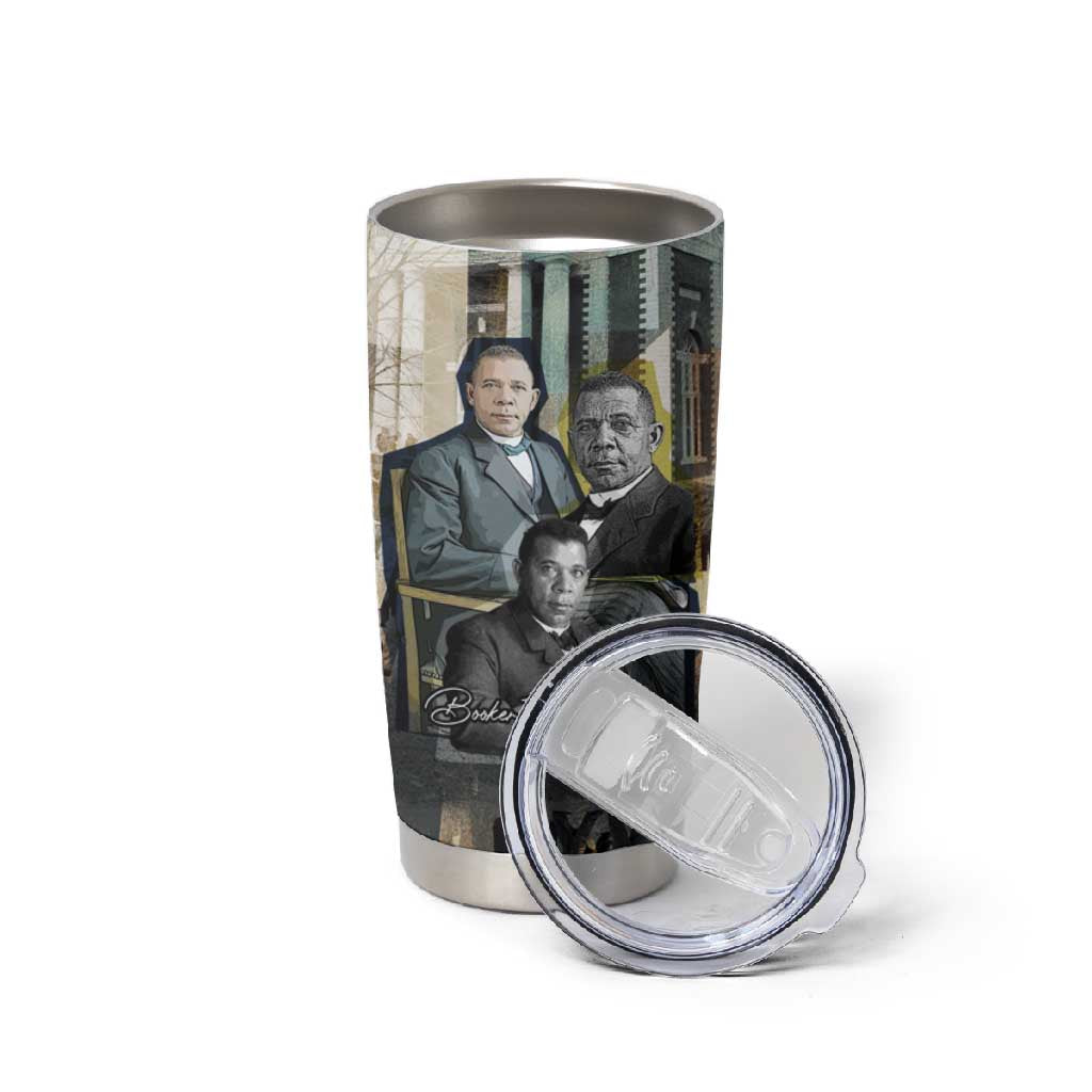Booker T. Washington Tumbler Cup Historic Portrait Collage Civil Rights Legacy Educational Pioneer Design - Wonder Print Shop