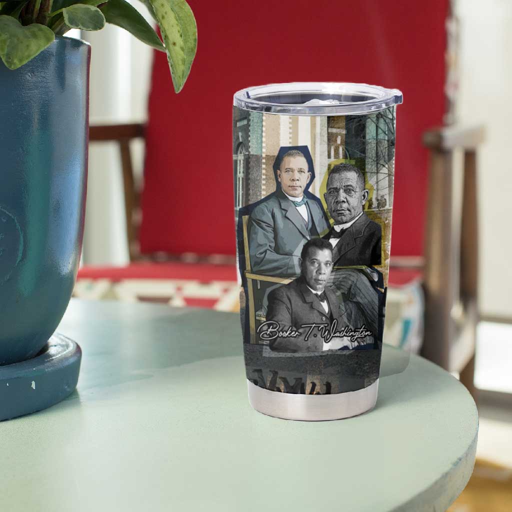 Booker T. Washington Tumbler Cup Historic Portrait Collage Civil Rights Legacy Educational Pioneer Design - Wonder Print Shop