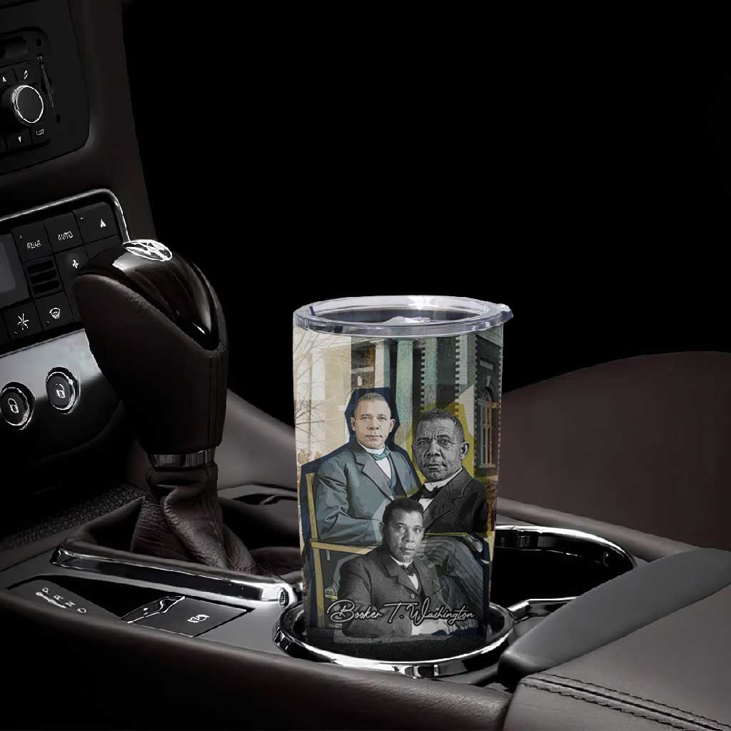 Booker T. Washington Tumbler Cup Historic Portrait Collage Civil Rights Legacy Educational Pioneer Design - Wonder Print Shop