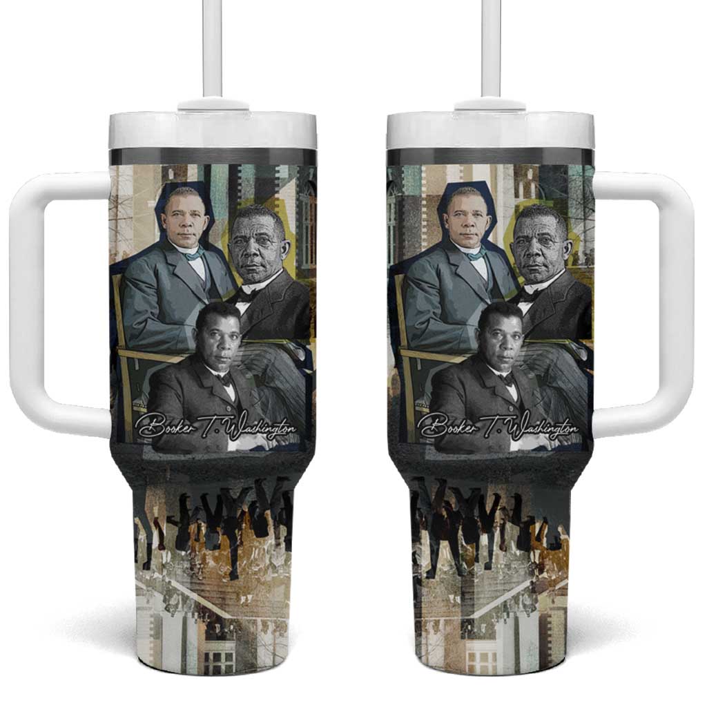 Booker T. Washington Tumbler With Handle Historic Portrait Collage Civil Rights Legacy Educational Pioneer Design - Wonder Print Shop