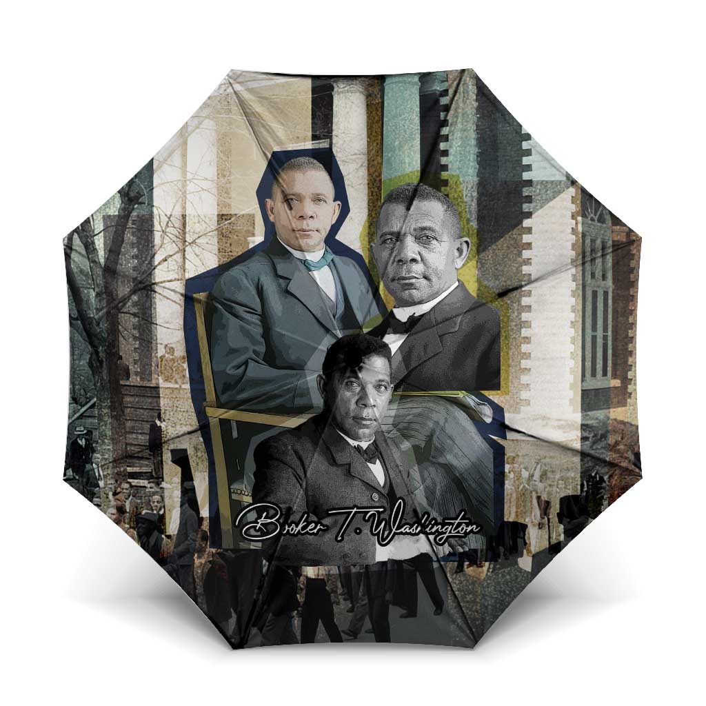 Booker T. Washington Umbrella Historic Portrait Collage Civil Rights Legacy Educational Pioneer Design - Wonder Print Shop