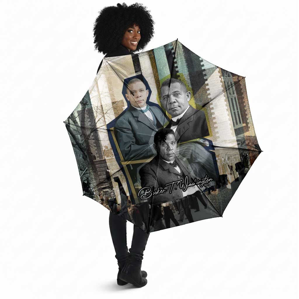 Booker T. Washington Umbrella Historic Portrait Collage Civil Rights Legacy Educational Pioneer Design - Wonder Print Shop