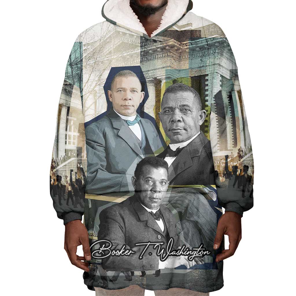 Booker T. Washington Wearable Blanket Hoodie Historic Portrait Collage Civil Rights Legacy Educational Pioneer Design - Wonder Print Shop