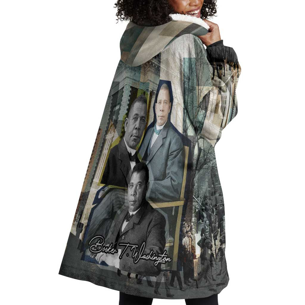 Booker T. Washington Wearable Blanket Hoodie Historic Portrait Collage Civil Rights Legacy Educational Pioneer Design - Wonder Print Shop