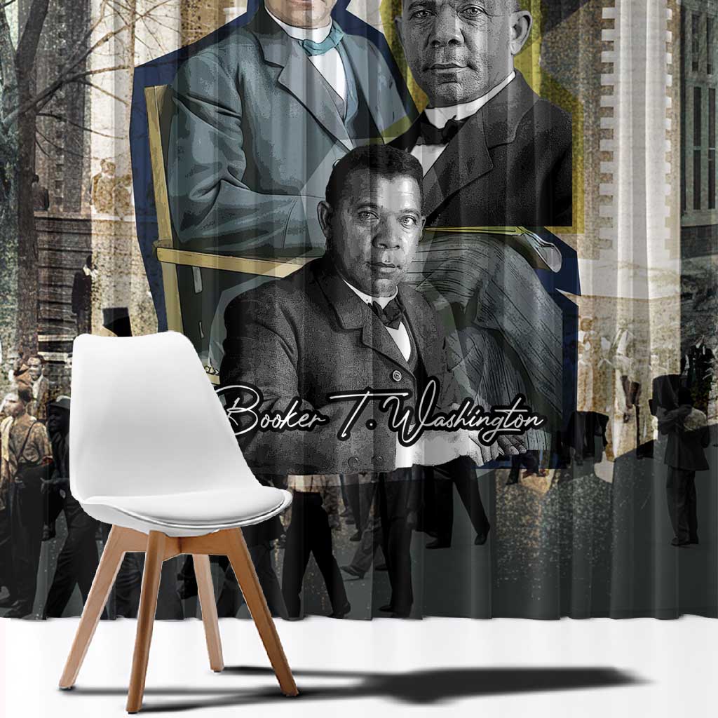 Booker T. Washington Window Curtain Historic Portrait Collage Civil Rights Legacy Educational Pioneer Design - Wonder Print Shop