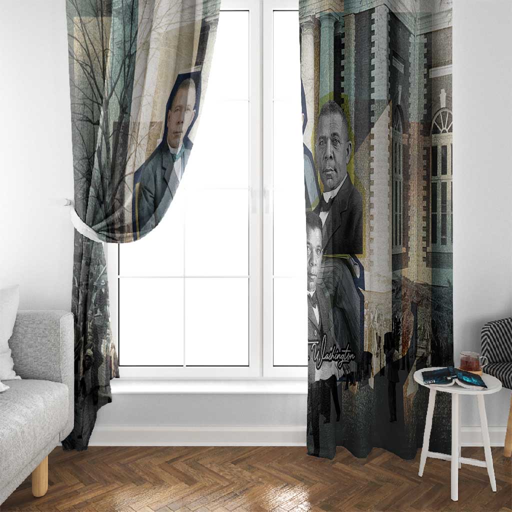 Booker T. Washington Window Curtain Historic Portrait Collage Civil Rights Legacy Educational Pioneer Design - Wonder Print Shop