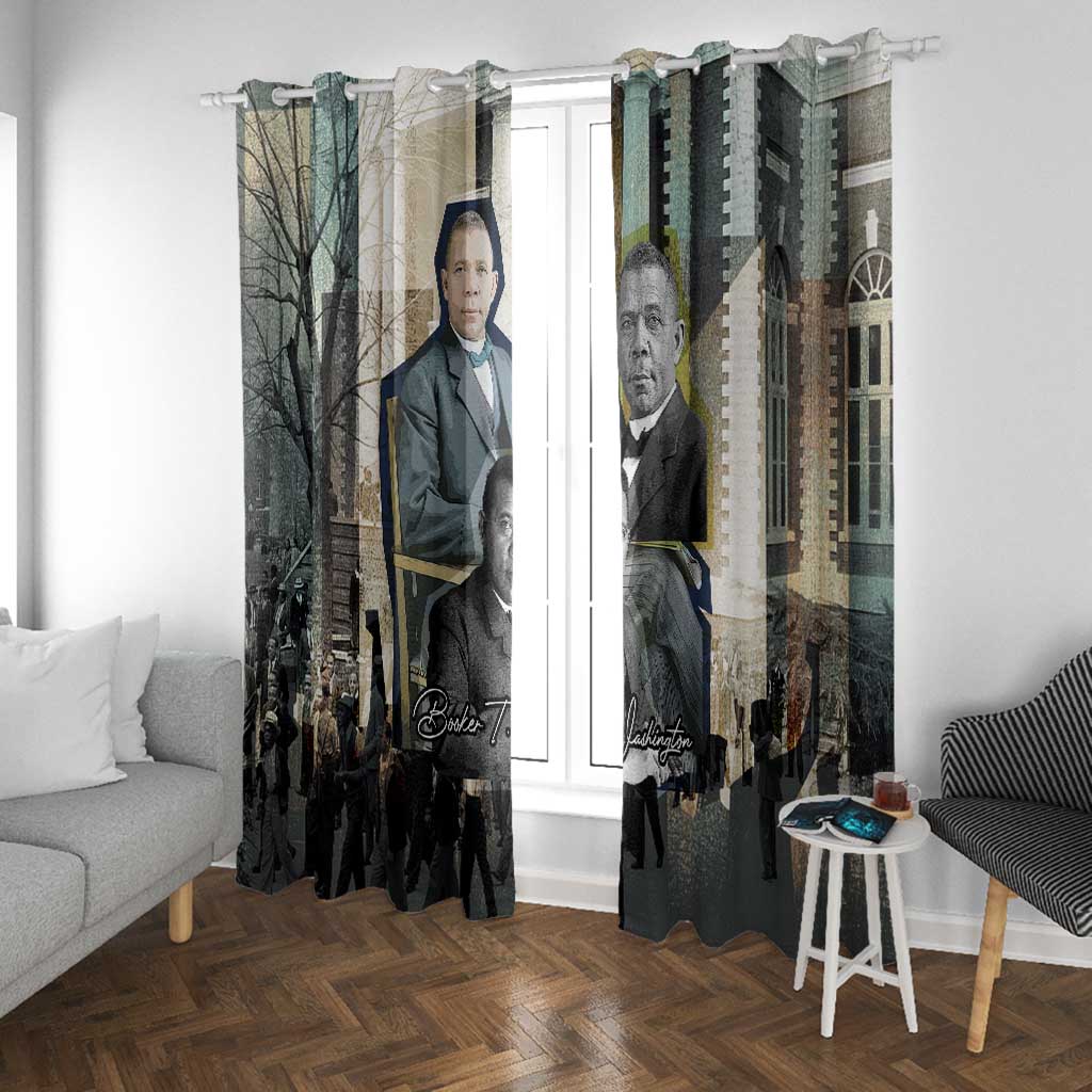Booker T. Washington Window Curtain Historic Portrait Collage Civil Rights Legacy Educational Pioneer Design - Wonder Print Shop