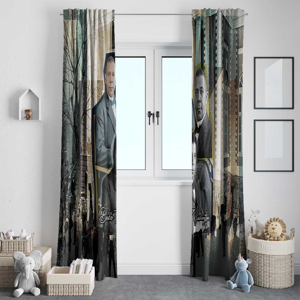 Booker T. Washington Window Curtain Historic Portrait Collage Civil Rights Legacy Educational Pioneer Design - Wonder Print Shop