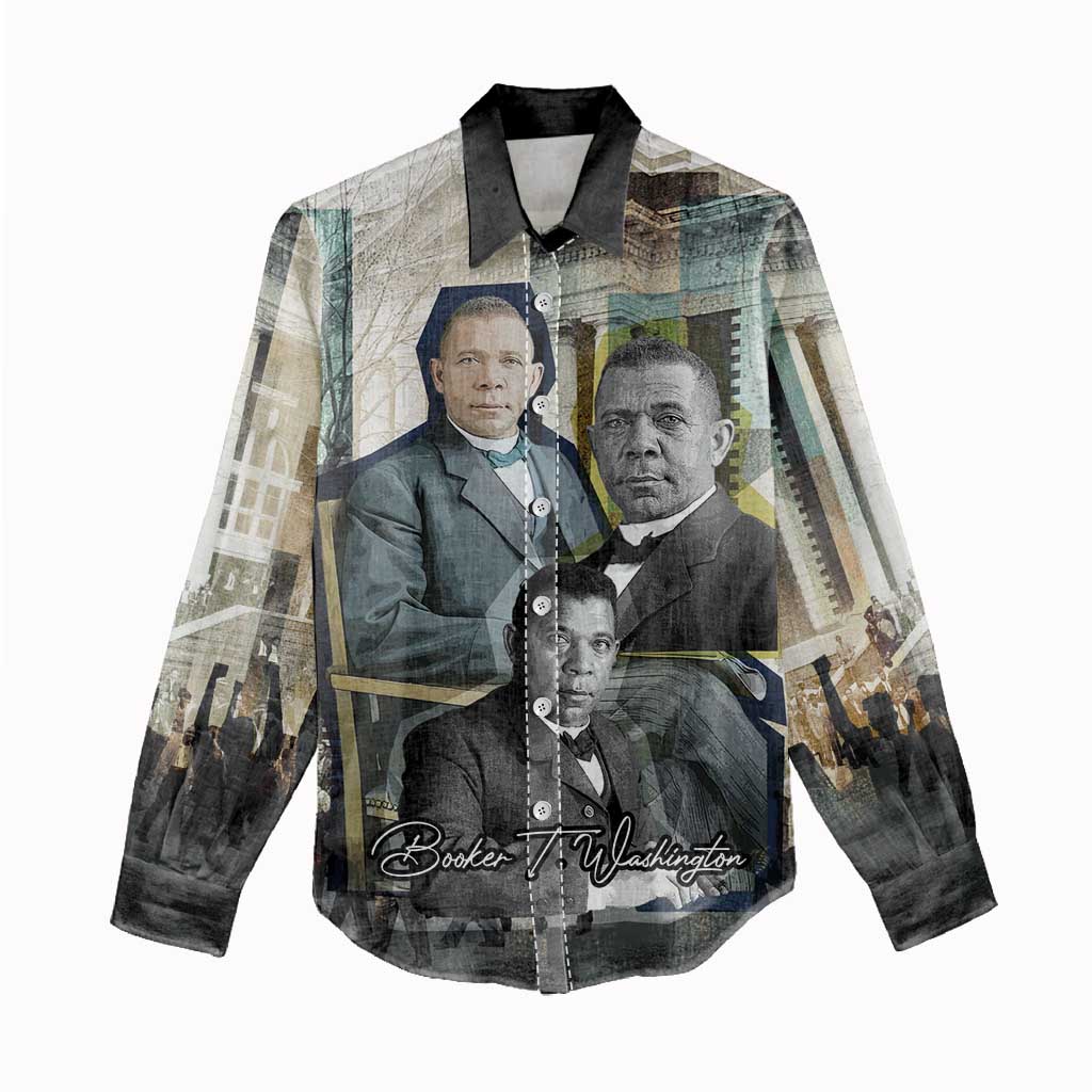 Booker T. Washington Women Casual Shirt Historic Portrait Collage Civil Rights Legacy Educational Pioneer Design - Wonder Print Shop