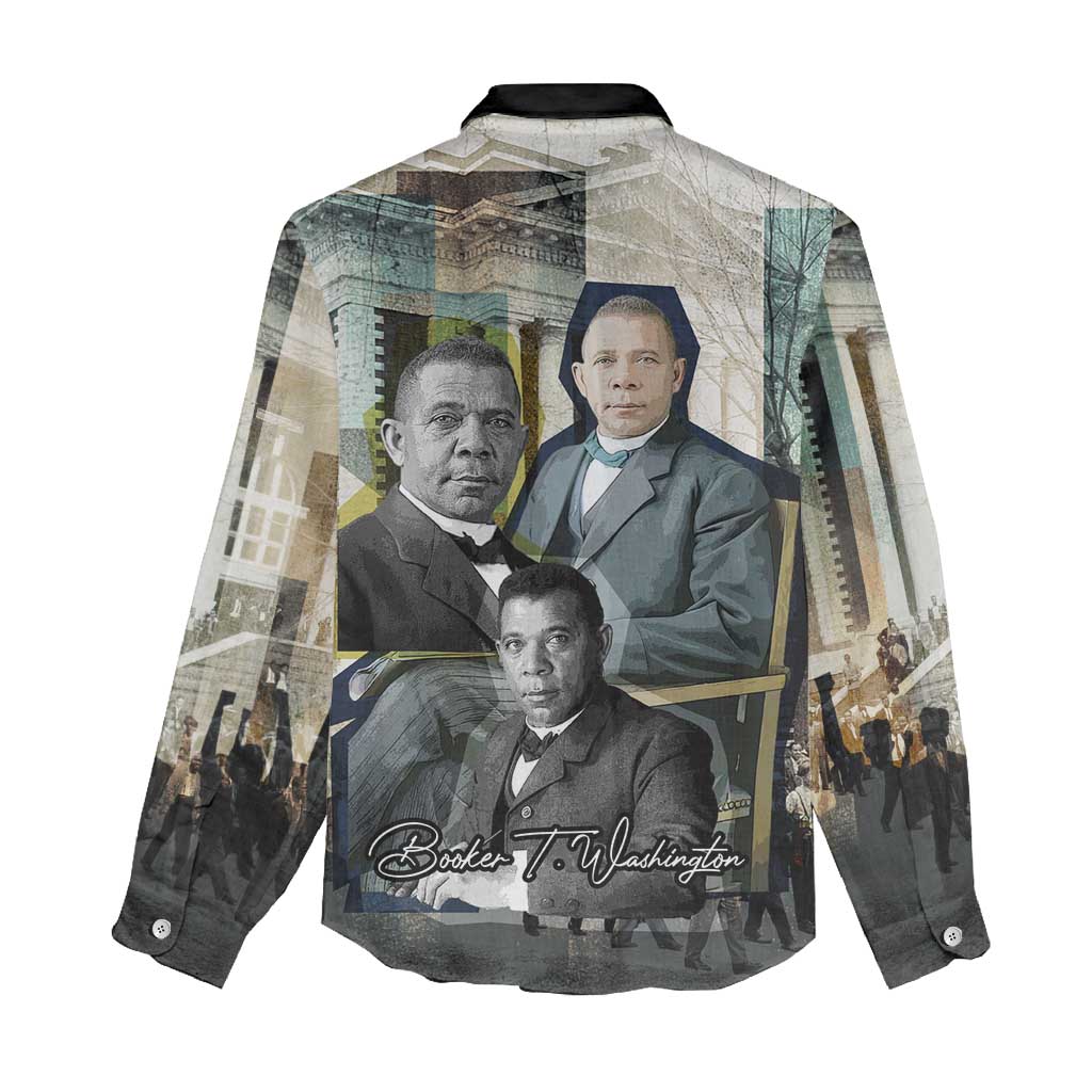 Booker T. Washington Women Casual Shirt Historic Portrait Collage Civil Rights Legacy Educational Pioneer Design - Wonder Print Shop
