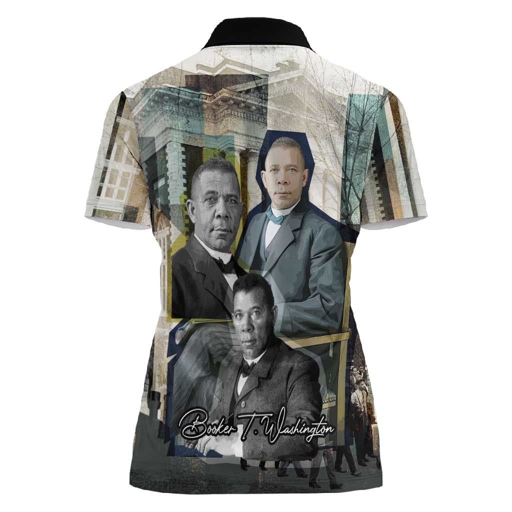 Booker T. Washington Women Polo Shirt Historic Portrait Collage Civil Rights Legacy Educational Pioneer Design TS04
