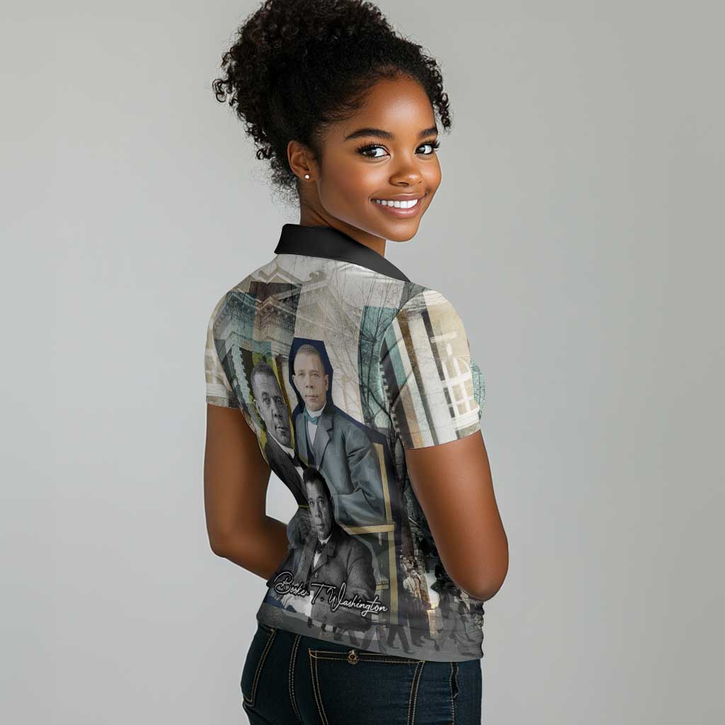 Booker T. Washington Women Polo Shirt Historic Portrait Collage Civil Rights Legacy Educational Pioneer Design TS04
