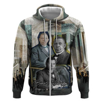 Booker T. Washington Zip Hoodie Historic Portrait Collage Civil Rights Legacy Educational Pioneer Design - Wonder Print Shop