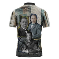 Booker T. Washington Zipper Polo Shirt Historic Portrait Collage Civil Rights Legacy Educational Pioneer Design - Wonder Print Shop