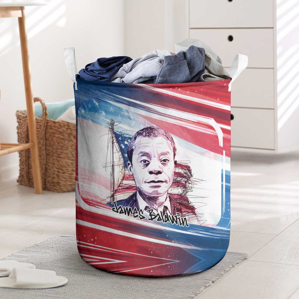 James Baldwin Laundry Basket Artistic Portrait Quote on Love and Awareness Civil Rights Tribute - Wonder Print Shop