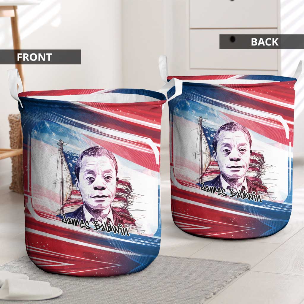 James Baldwin Laundry Basket Artistic Portrait Quote on Love and Awareness Civil Rights Tribute - Wonder Print Shop