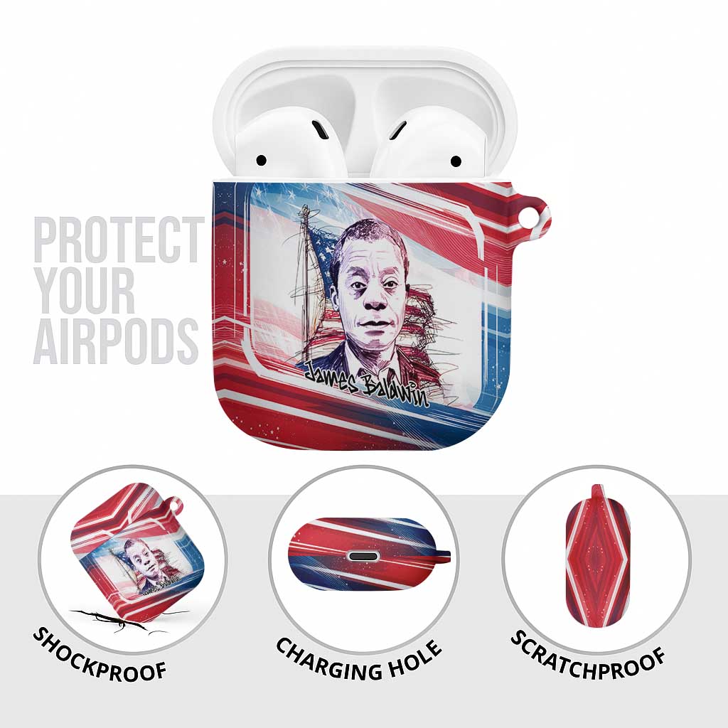 James Baldwin AirPods Case Artistic Portrait Quote on Love and Awareness Civil Rights Tribute - Wonder Print Shop