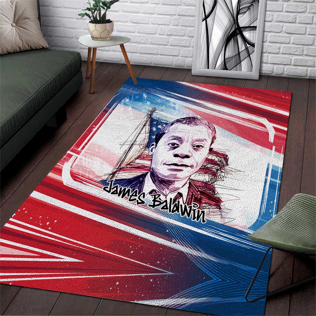 James Baldwin Area Rug Artistic Portrait Quote on Love and Awareness Civil Rights Tribute - Wonder Print Shop