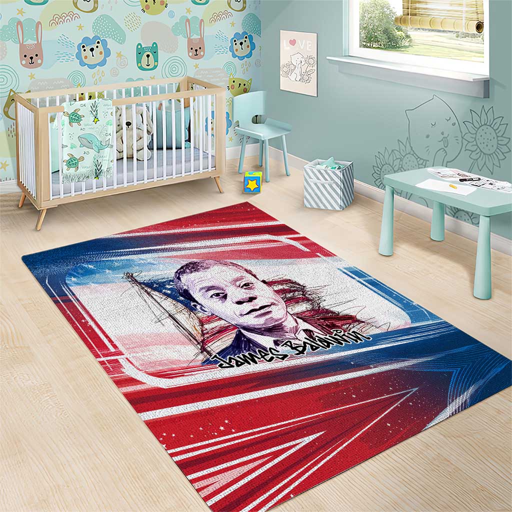 James Baldwin Area Rug Artistic Portrait Quote on Love and Awareness Civil Rights Tribute - Wonder Print Shop