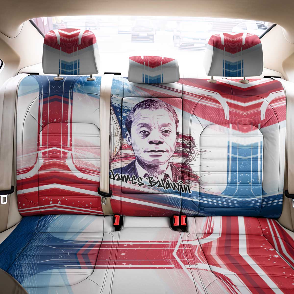 James Baldwin Back Car Seat Cover Artistic Portrait Quote on Love and Awareness Civil Rights Tribute - Wonder Print Shop