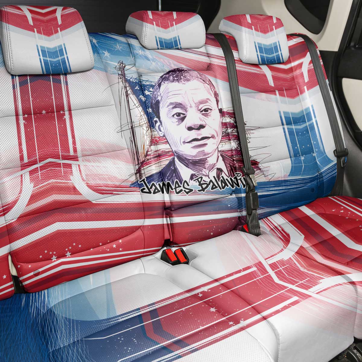 James Baldwin Back Car Seat Cover Artistic Portrait Quote on Love and Awareness Civil Rights Tribute - Wonder Print Shop