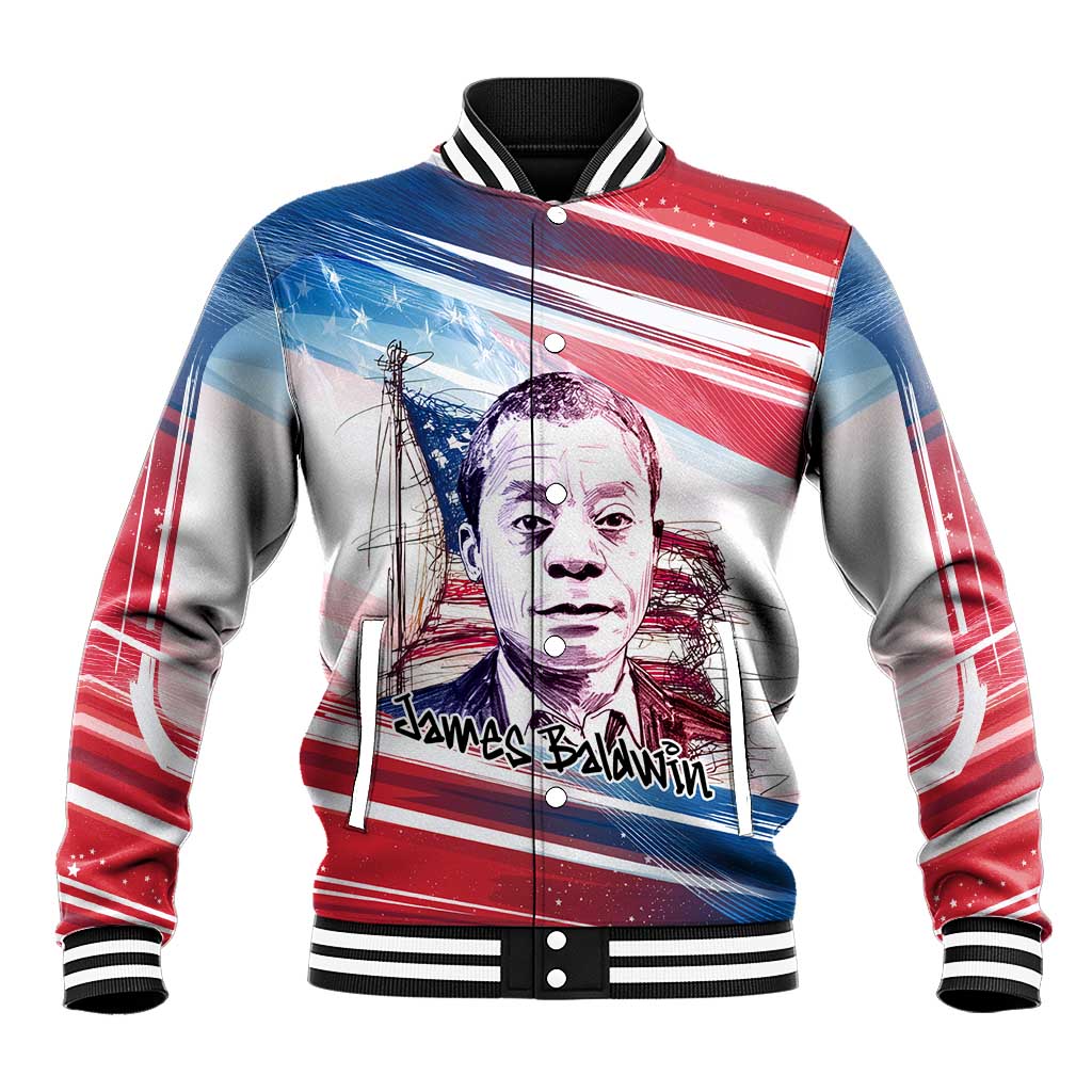 James Baldwin Baseball Jacket Artistic Portrait Quote on Love and Awareness Civil Rights Tribute - Wonder Print Shop
