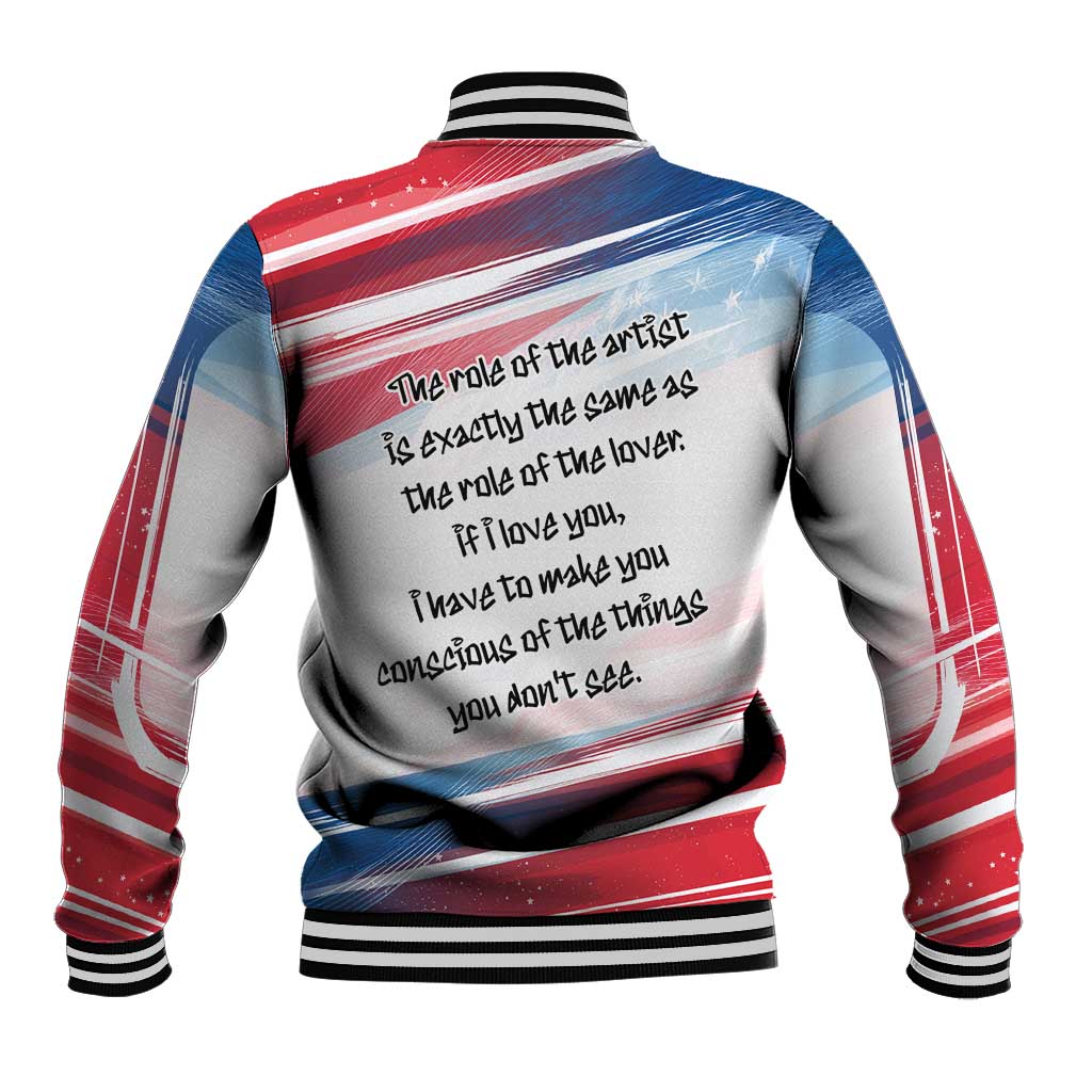 James Baldwin Baseball Jacket Artistic Portrait Quote on Love and Awareness Civil Rights Tribute - Wonder Print Shop