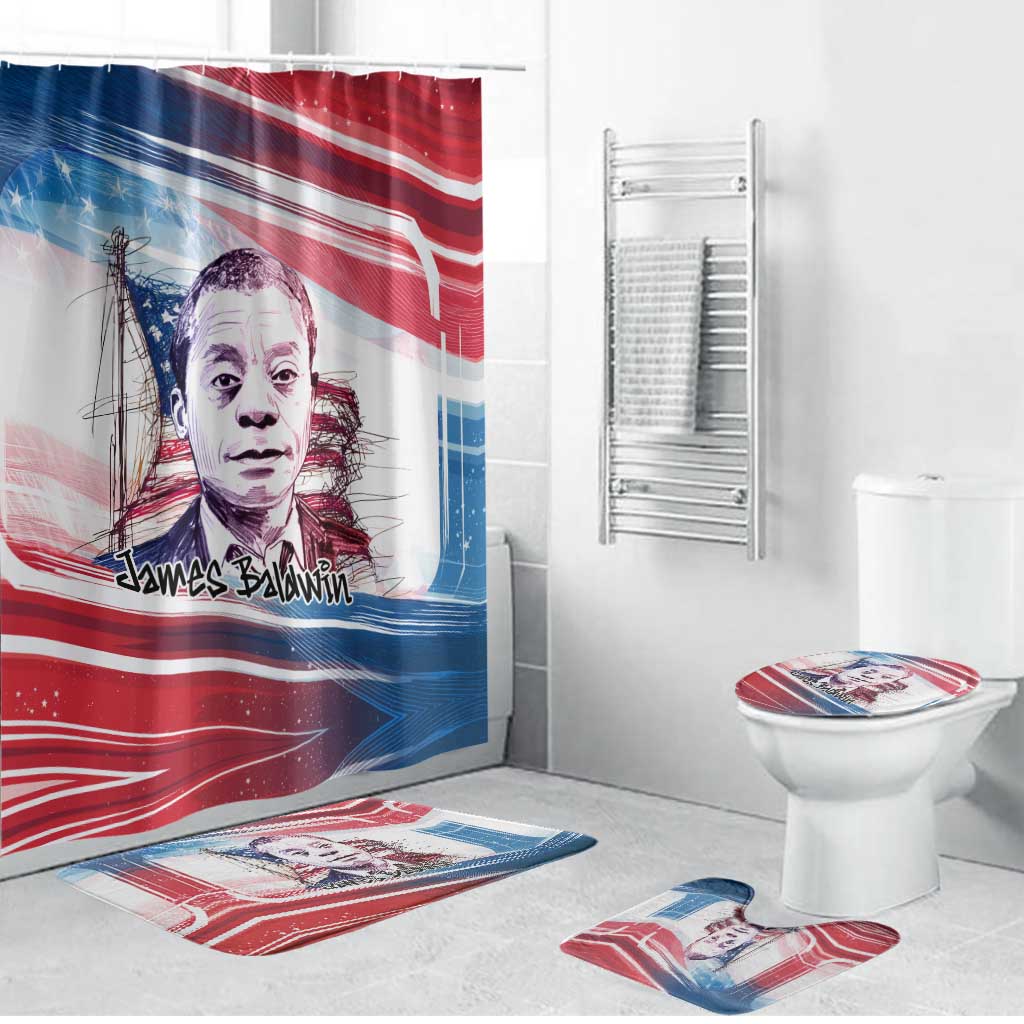 James Baldwin Bathroom Set Artistic Portrait Quote on Love and Awareness Civil Rights Tribute - Wonder Print Shop
