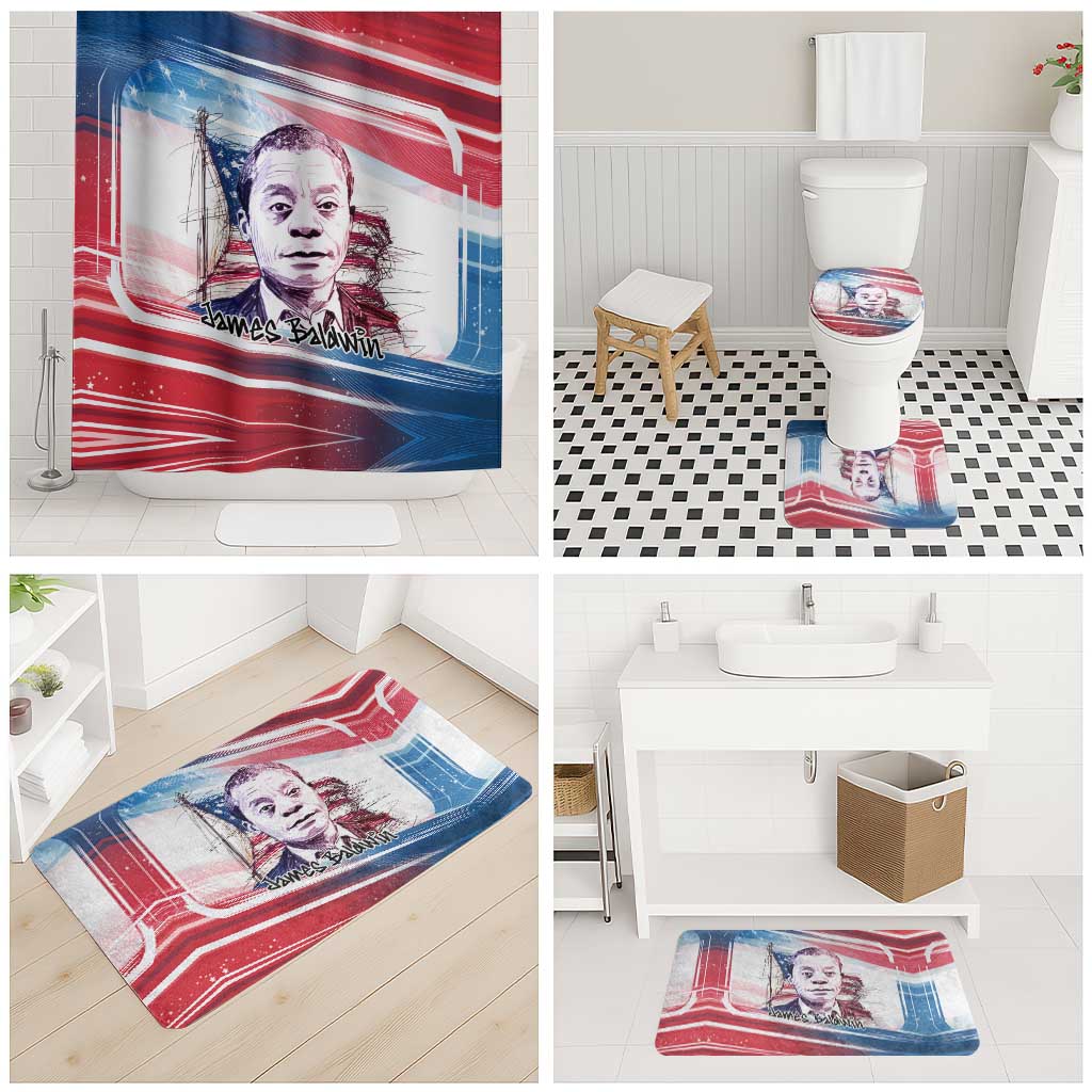 James Baldwin Bathroom Set Artistic Portrait Quote on Love and Awareness Civil Rights Tribute - Wonder Print Shop