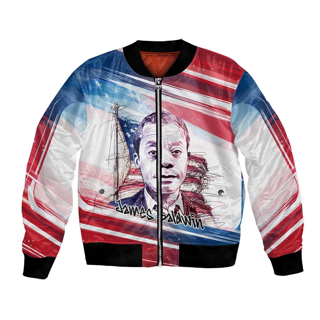 James Baldwin Bomber Jacket Artistic Portrait Quote on Love and Awareness Civil Rights Tribute - Wonder Print Shop