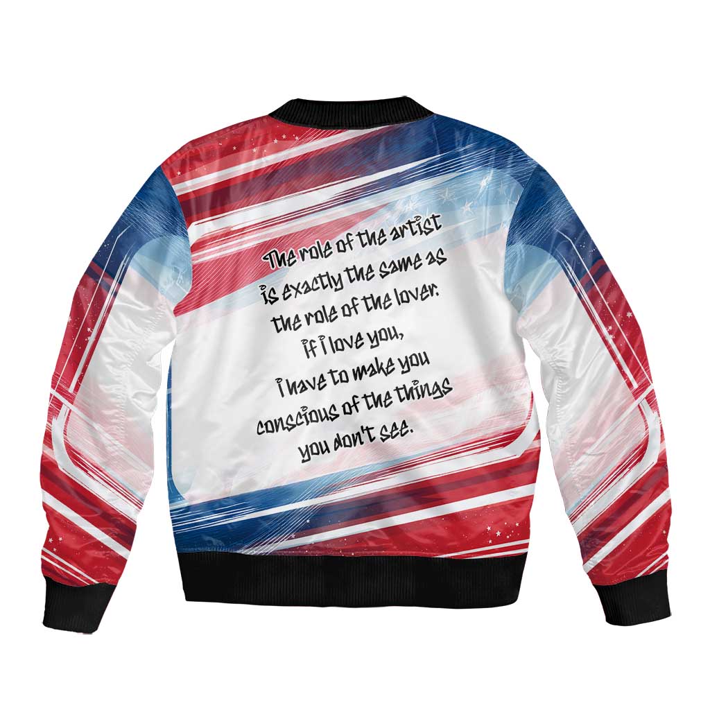 James Baldwin Bomber Jacket Artistic Portrait Quote on Love and Awareness Civil Rights Tribute - Wonder Print Shop