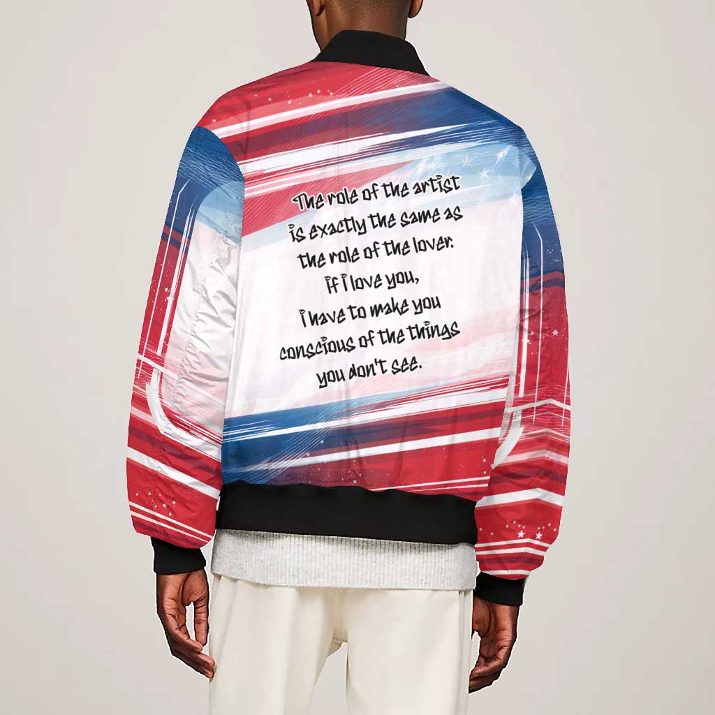James Baldwin Bomber Jacket Artistic Portrait Quote on Love and Awareness Civil Rights Tribute - Wonder Print Shop