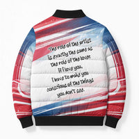 James Baldwin Bomber Puffer Jacket Artistic Portrait Quote on Love and Awareness Civil Rights Tribute - Wonder Print Shop