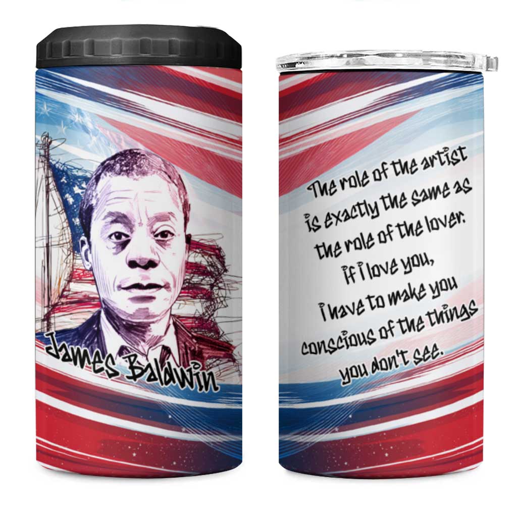 James Baldwin 4 in 1 Can Cooler Tumbler Artistic Portrait Quote on Love and Awareness Civil Rights Tribute - Wonder Print Shop