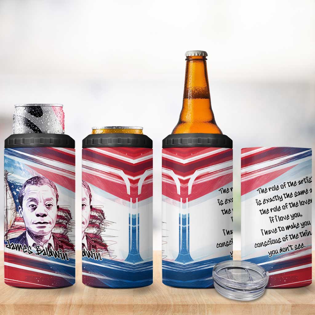 James Baldwin 4 in 1 Can Cooler Tumbler Artistic Portrait Quote on Love and Awareness Civil Rights Tribute - Wonder Print Shop