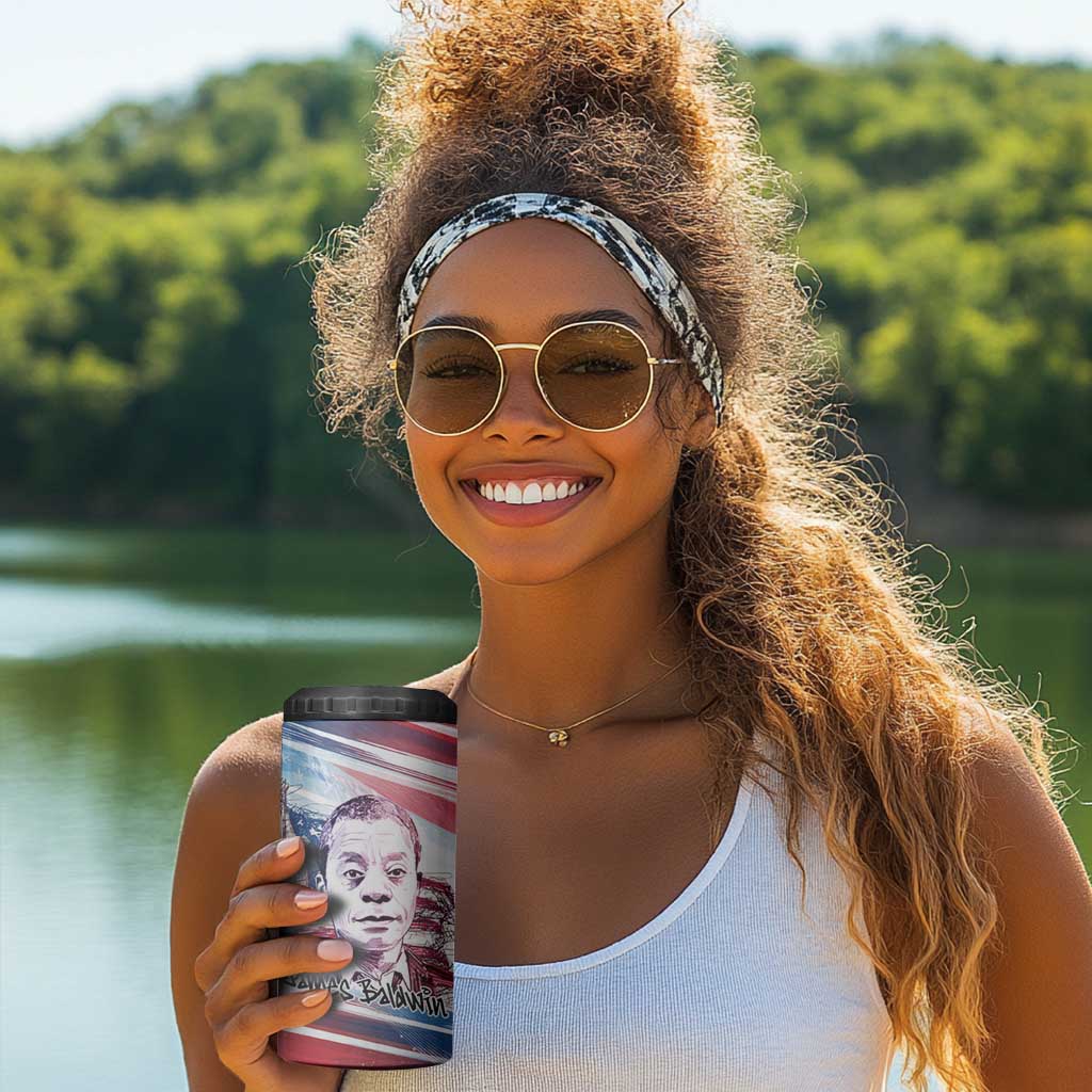 James Baldwin 4 in 1 Can Cooler Tumbler Artistic Portrait Quote on Love and Awareness Civil Rights Tribute - Wonder Print Shop