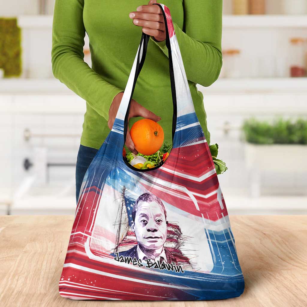 James Baldwin Grocery Bag Artistic Portrait Quote on Love and Awareness Civil Rights Tribute - Wonder Print Shop