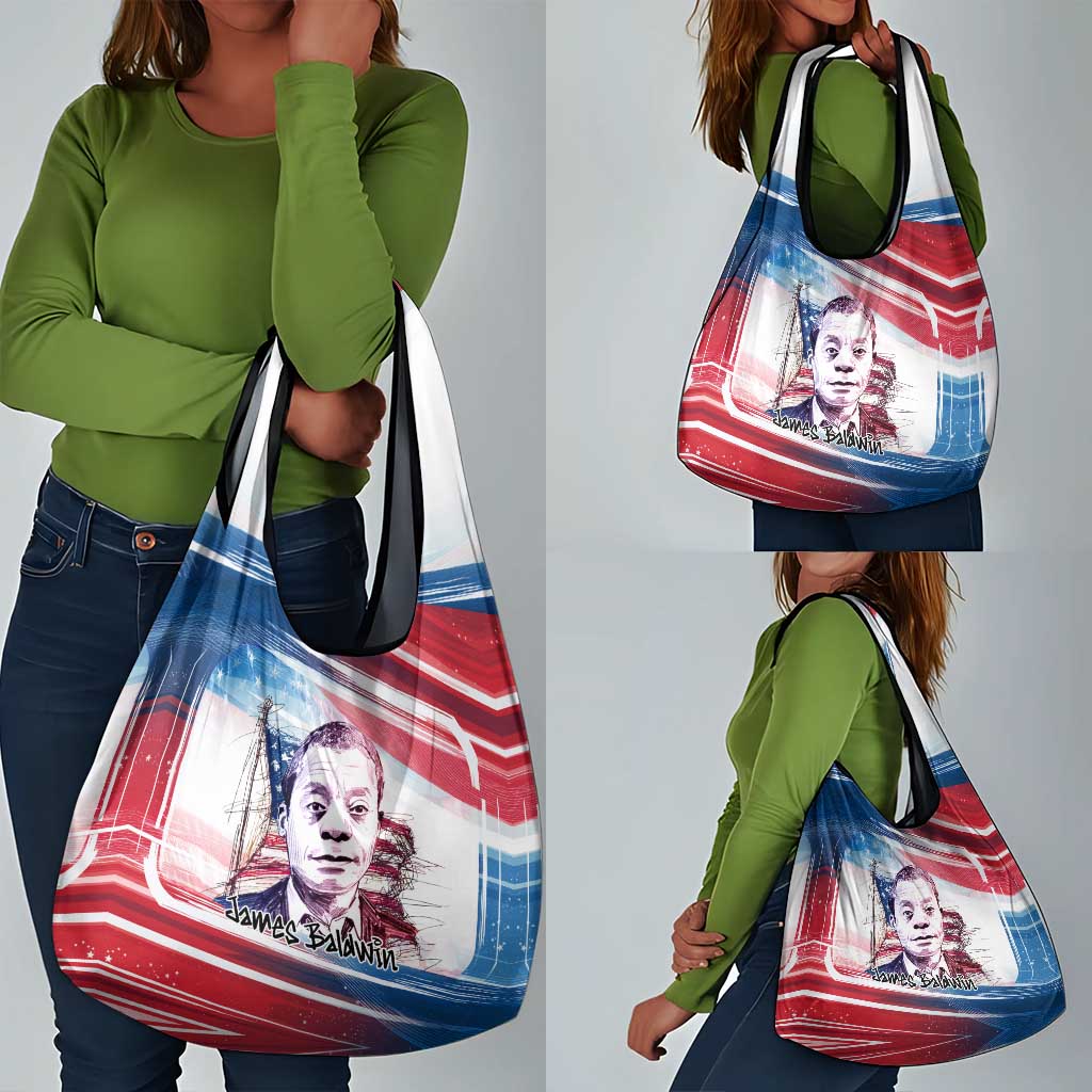 James Baldwin Grocery Bag Artistic Portrait Quote on Love and Awareness Civil Rights Tribute - Wonder Print Shop