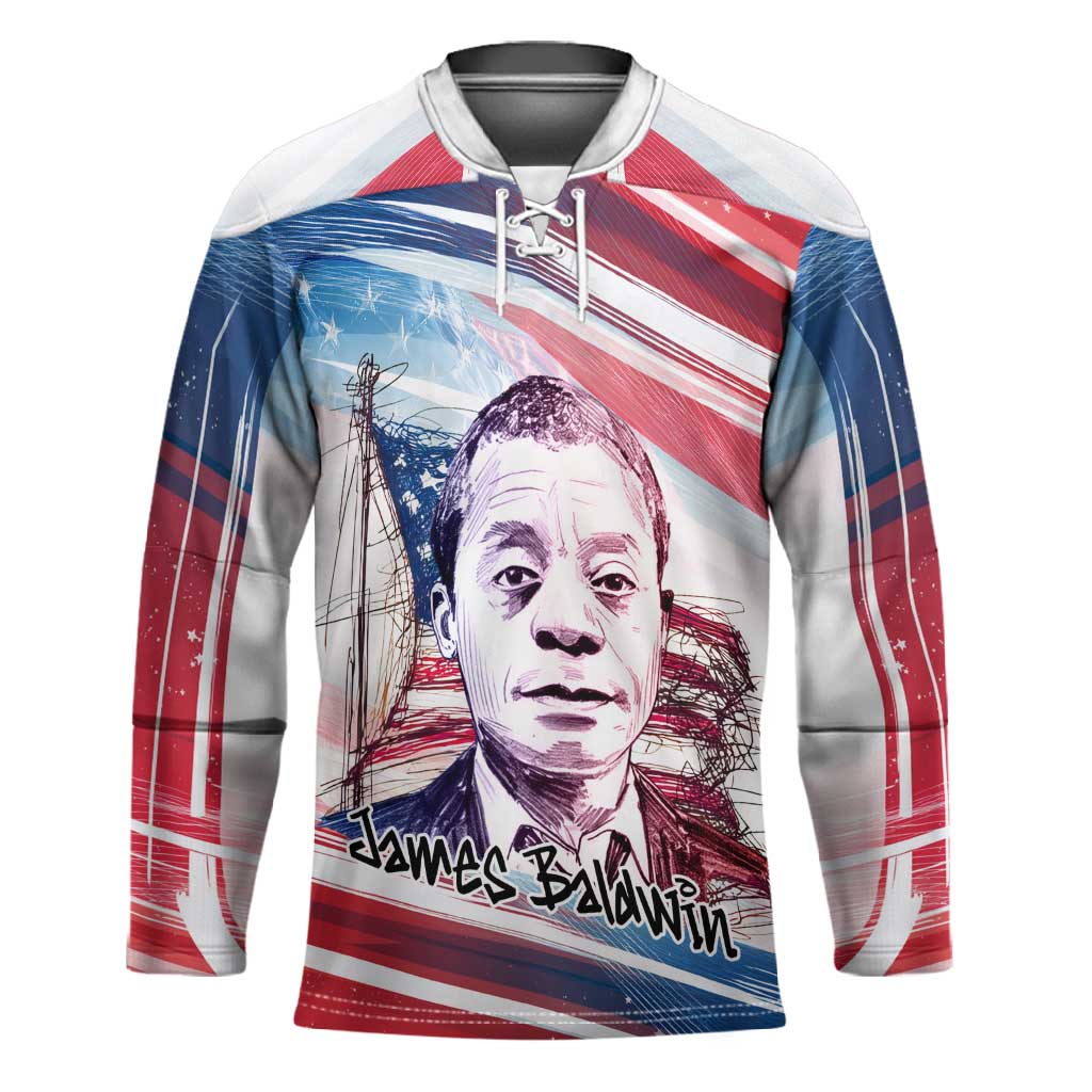James Baldwin Hockey Jersey Artistic Portrait Quote on Love and Awareness Civil Rights Tribute - Wonder Print Shop