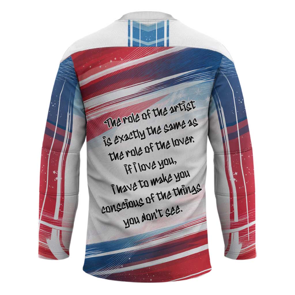 James Baldwin Hockey Jersey Artistic Portrait Quote on Love and Awareness Civil Rights Tribute - Wonder Print Shop